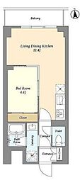 コンフォリア竹ノ塚イースト 8階1LDKの間取り