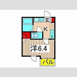 ブルーローズ 3階1Kの間取り