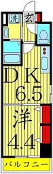 ミューズ竹の塚 5階1DKの間取り