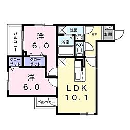 アリーサコート セント 2LDKの間取図画像