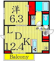 セレスティア南花畑 1LDKの間取図画像