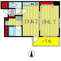 ユリカロゼ西新井駅前 1DKの間取図画像