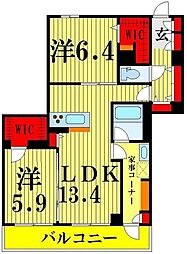 アベニール 2LDKの間取図画像