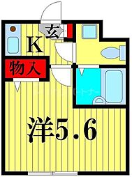 RBR関原1 1Kの間取図画像