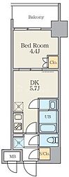Alivis五反野 1DKの間取図画像