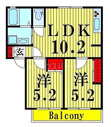 サングリア 2LDKの間取図画像