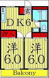 ハイツ河内 2DKの間取図画像
