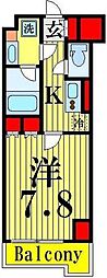 ルーブル西新井 1Kの間取図画像