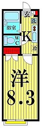 サンライズ皿沼 1Kの間取図画像