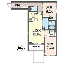 プラムテラス 2LDKの間取図画像
