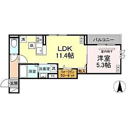 セレスティア扇VI 1LDKの間取図画像