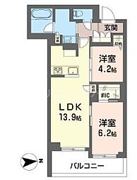オウル 2LDKの間取図画像