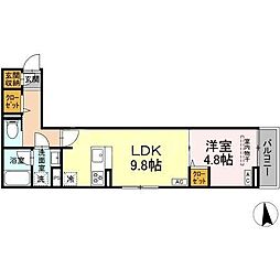 セレスティア東保木間II 1LDKの間取図画像
