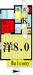 ブルーバード 1Kの間取図画像