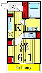 フェリス西新井 1Kの間取図画像