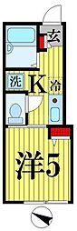 ロイヤルブルーゲート五反野 1Kの間取図画像