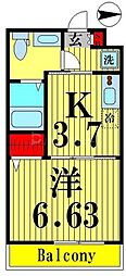 アーバンパーク六町 1Kの間取図画像