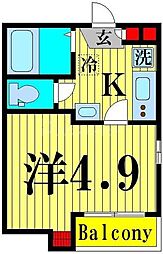 グランクオール西綾瀬2丁目 1Kの間取図画像