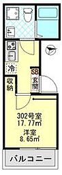 プルミヤ梅島 1Kの間取図画像