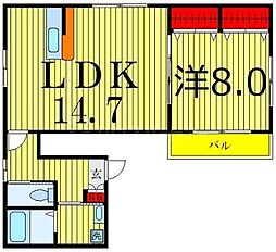 アーク和 1LDKの間取図画像