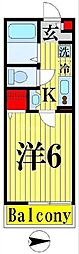 AJ六町 1Kの間取図画像
