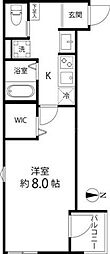 T's Cuore六町I 1Kの間取図画像