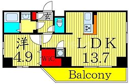 アルファコート谷在家 1LDKの間取図画像