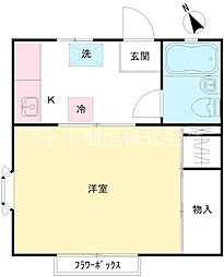 シェモア松原 1Kの間取図画像