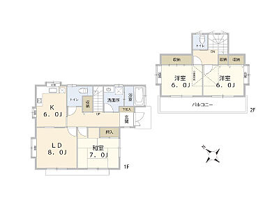 間取り：陽当りの良い全居室南西向きのお住まい