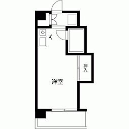 ユトリロ北山 4階ワンルームの間取り