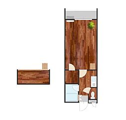 セザンヌ下地 1Kの間取図画像