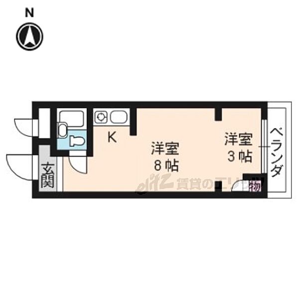 スクエア20 202｜京都府京都市左京区田中西大久保町(賃貸マンション2K・2階・20.00㎡)の写真 その2