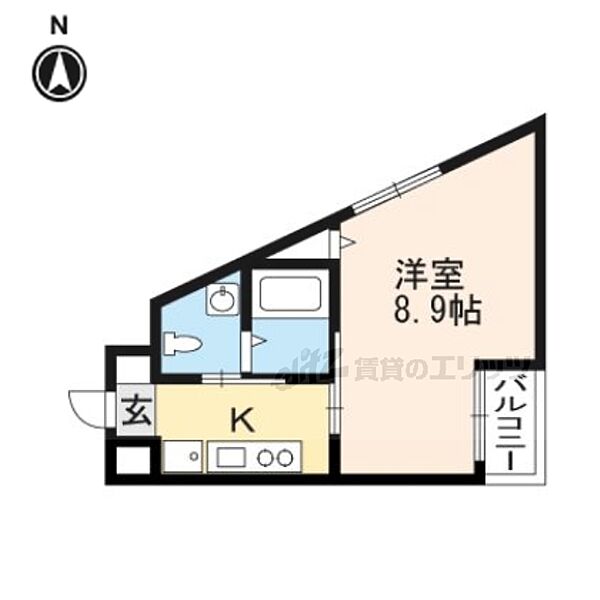 京都府京都市左京区田中里ノ内町(賃貸マンション1K・4階・25.84㎡)の写真 その2