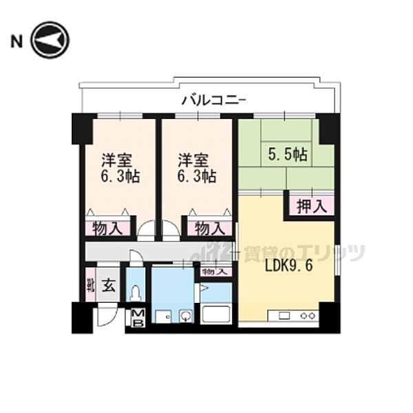 京都府京都市中京区御幸町通御池上る亀屋町(賃貸マンション3LDK・2階・67.31㎡)の写真 その2