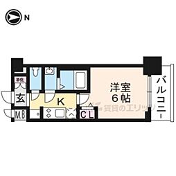 プレサンスTHEKYOTO東福寺EAST 1Kの間取図画像
