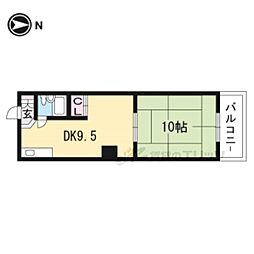 京阪本線 神宮丸太町駅 徒歩8分の賃貸マンション 2階1DKの間取り