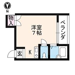 M・フラット ワンルームの間取図画像