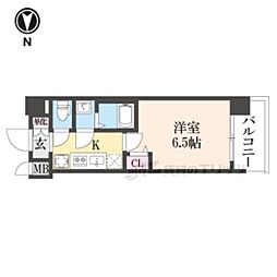 京都市営烏丸線 十条駅 徒歩3分の賃貸マンション 3階1Kの間取り