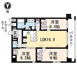 リーガル京都二条城前 4階3LDKの間取り