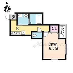 セジュール泉山 2階1Kの間取り