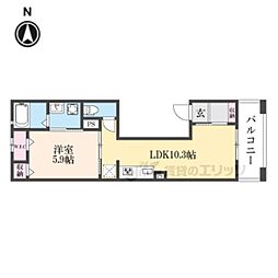 PANA GOJO 3階1LDKの間取り