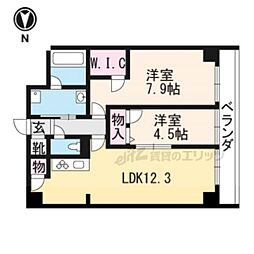 セントリヴィエ二条 2LDKの間取図画像