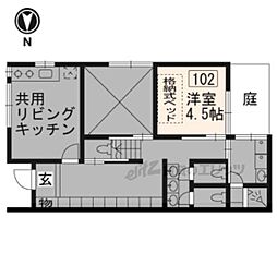 今出川シェアハウス ワンルームの間取図画像