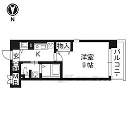 リーガル京都四条河原町通り 1Kの間取図画像