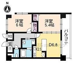 HF四条河原町レジデンス 2LDKの間取図画像
