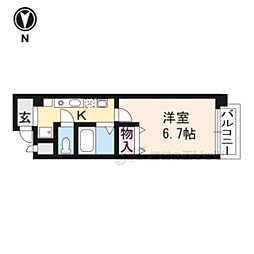 カーサ新町 1Kの間取図画像