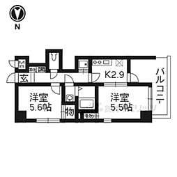 MaisondeFleur御幸町 2Kの間取図画像