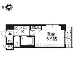 プレサンス京都二条城前 1Kの間取図画像
