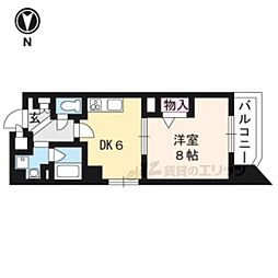 プラネシア星の子四条烏丸 1DKの間取図画像