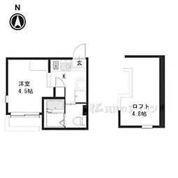 Cielo東寺 1Kの間取図画像